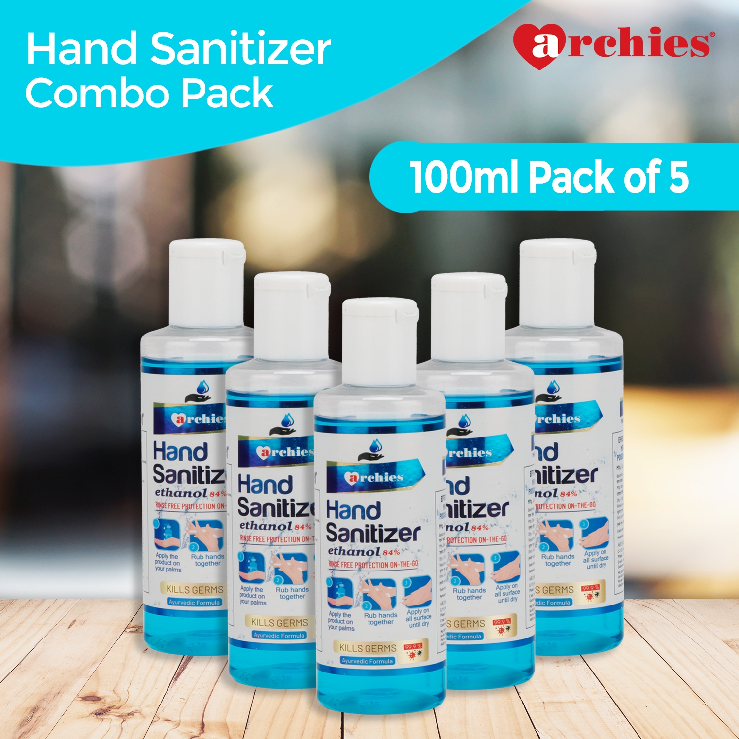 Archies Hand Sanitizer Combo Pack 100ml x 5