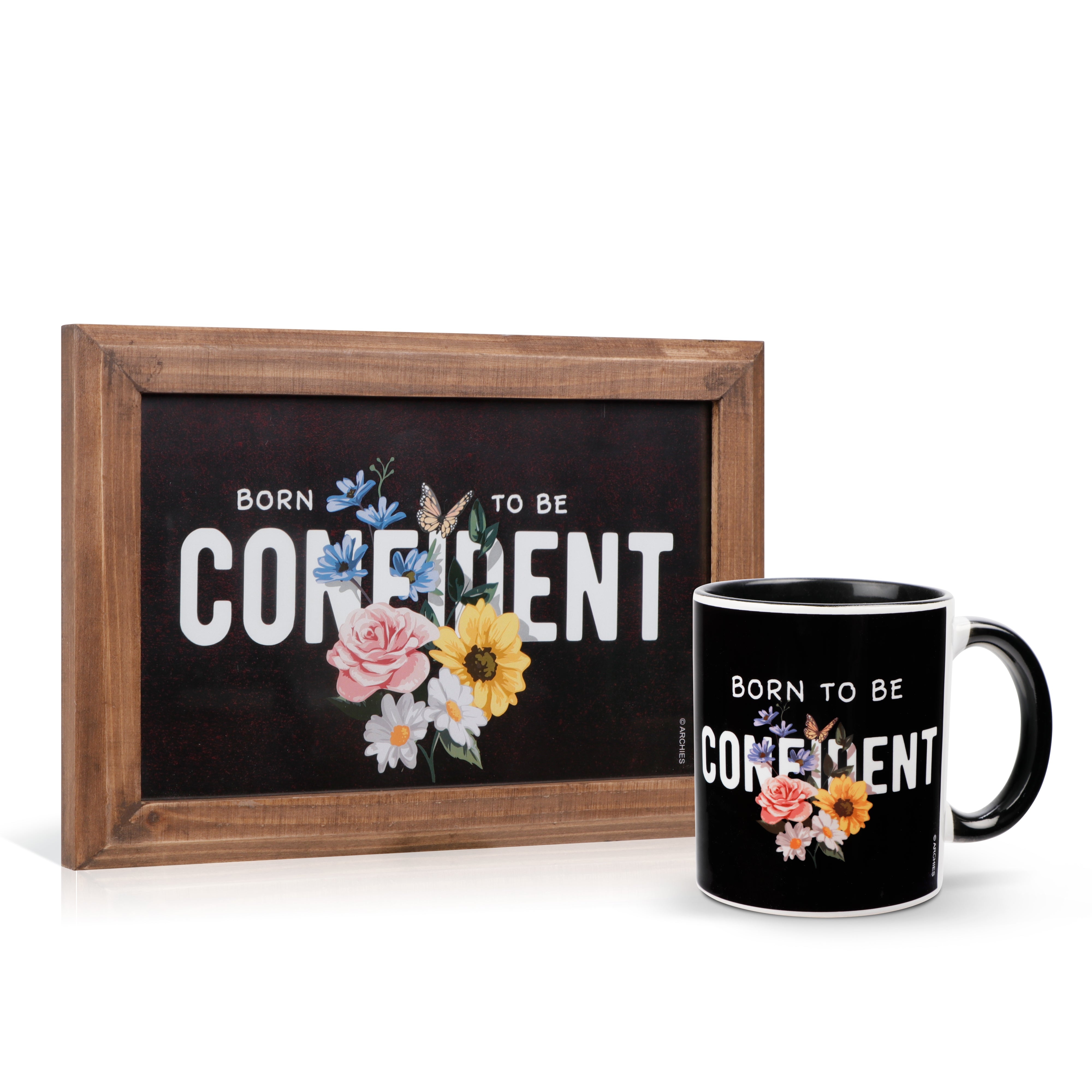 Archies KEEP SAKE Combo Gift with Ceramic Mug and Elevated Initial Quotatio- Born to be CONFIDENT