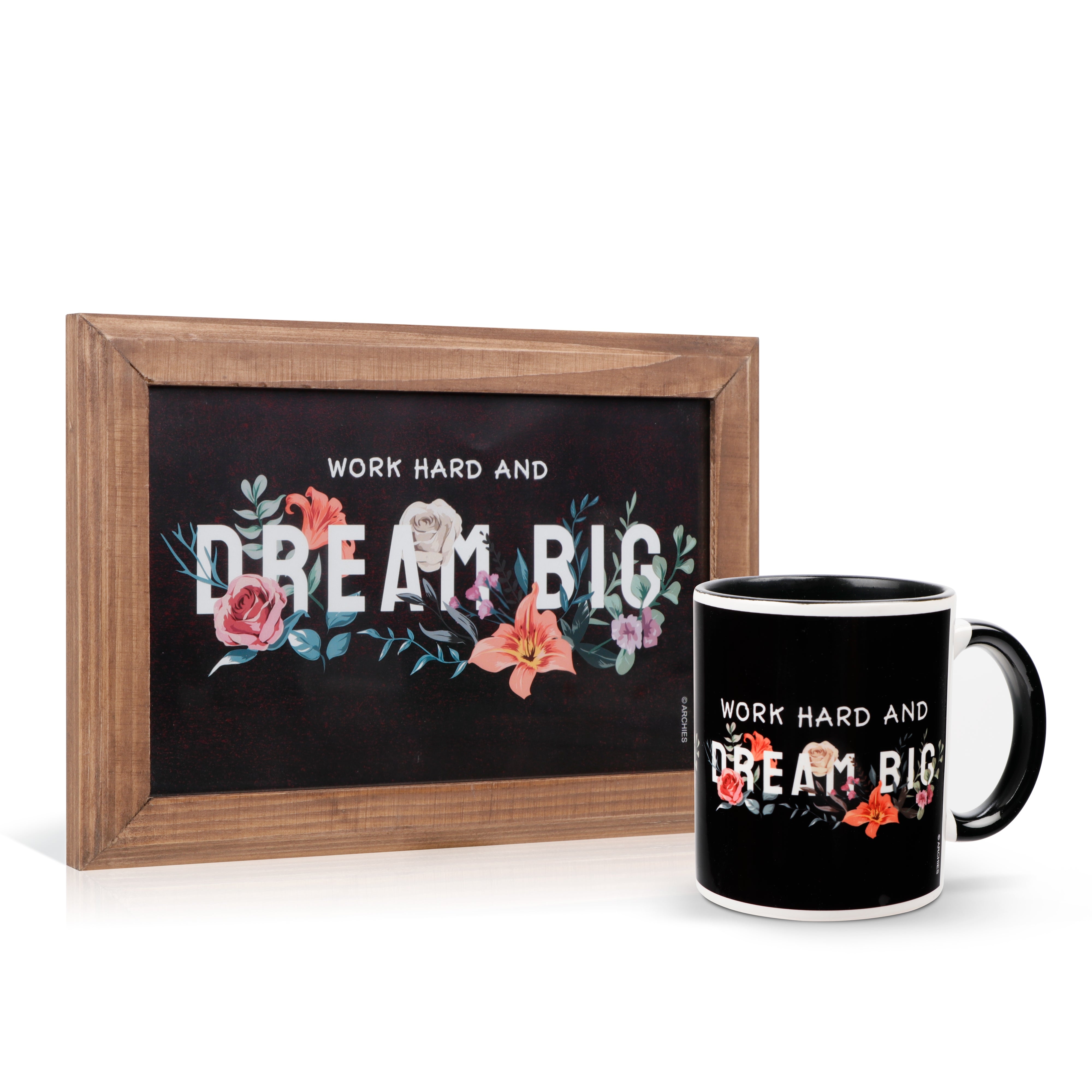 Archies KEEP SAKE Combo Gift with Ceramic Mug and Elevated Initial Quotatio- DREAM BIG