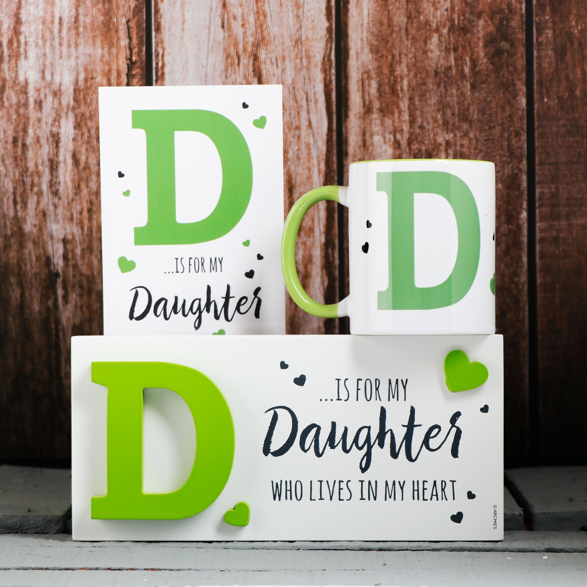Archies KEEP SAKE Daughter Gift Combo with Ceramic Mug and Elevated Initial Quotation - with a FREE GREETING CARD