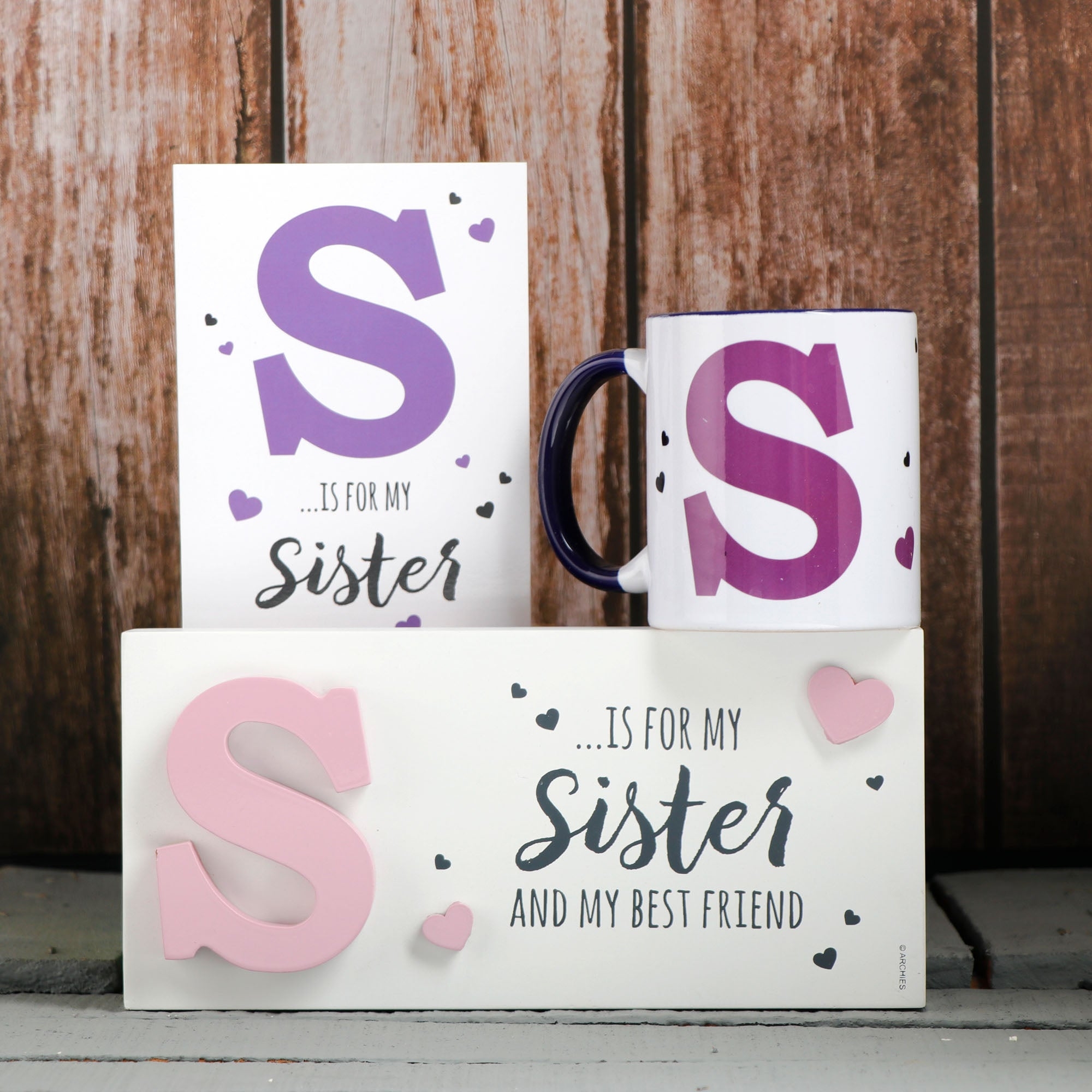 Archies | Archies KEEP SAKE Sister Gift Combo with Ceramic Mug and Elevated Initial Quotation - with a FREE GREETING CARD