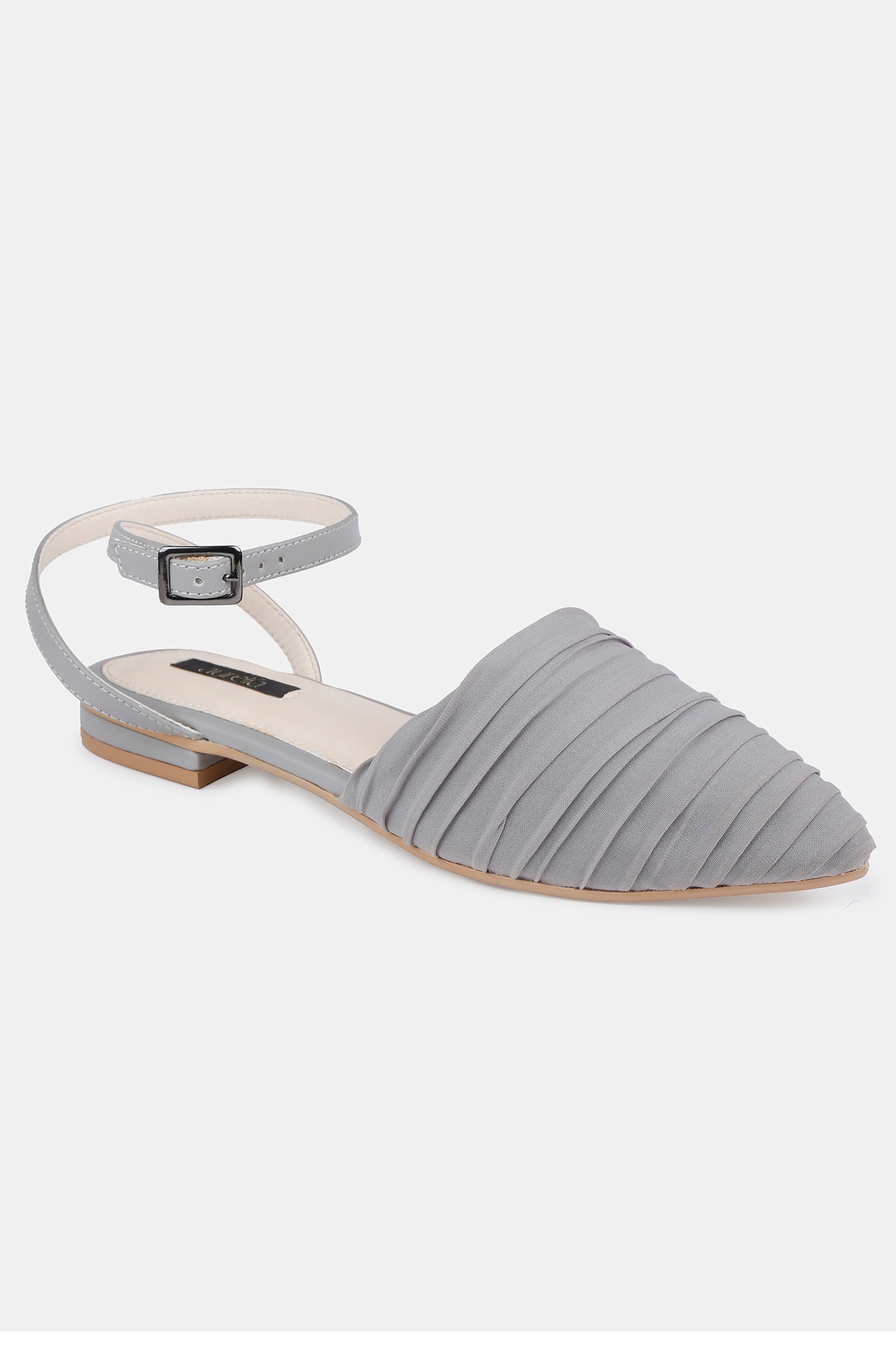 Aurelia | Aurelia Grey Pointed Toe Striped Flat