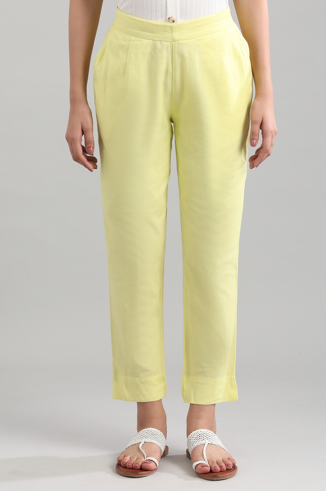 Aurelia | Yellow Solid Trousers