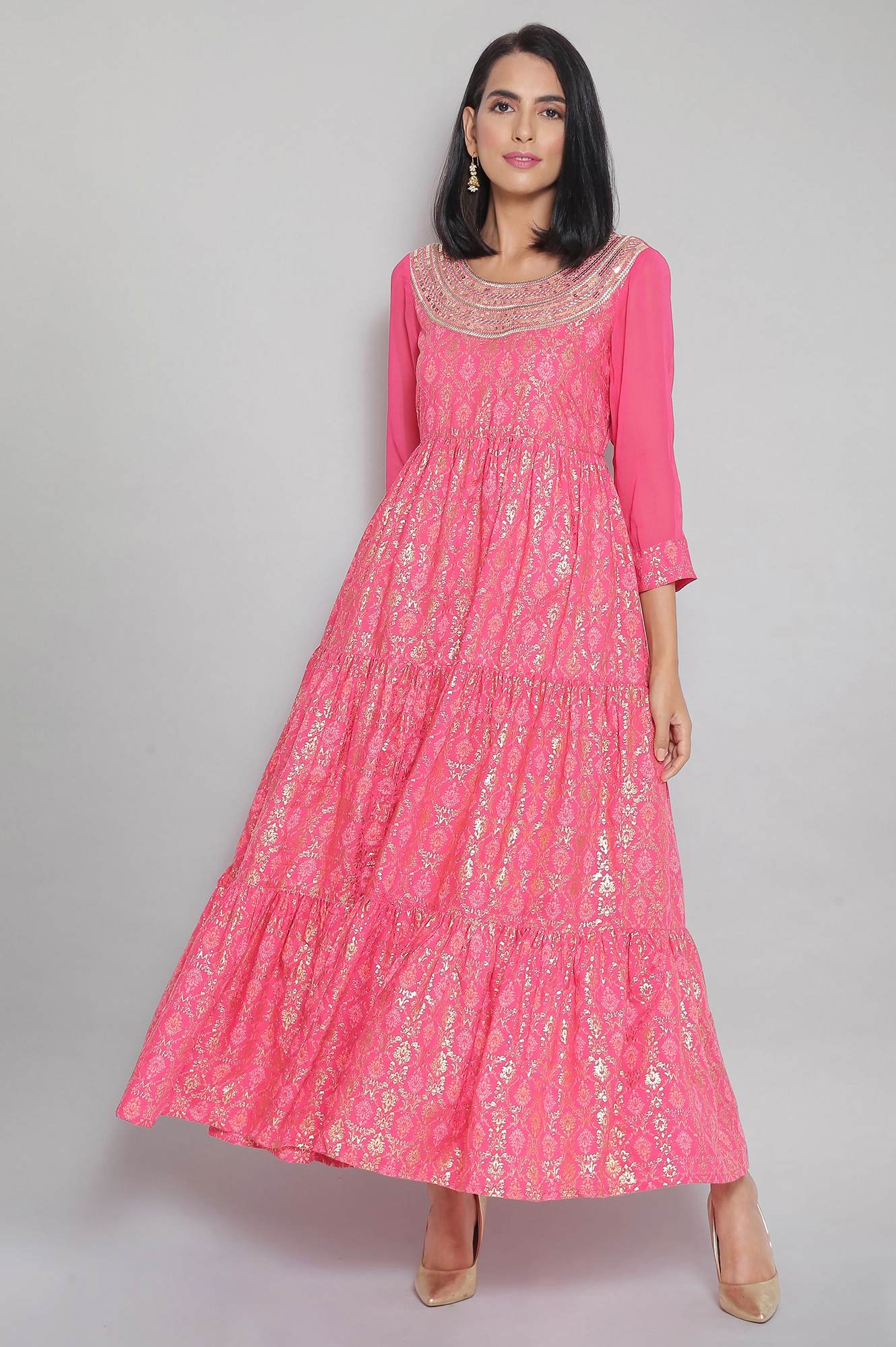 Aurelia | Pink Panelled Flared Dress
