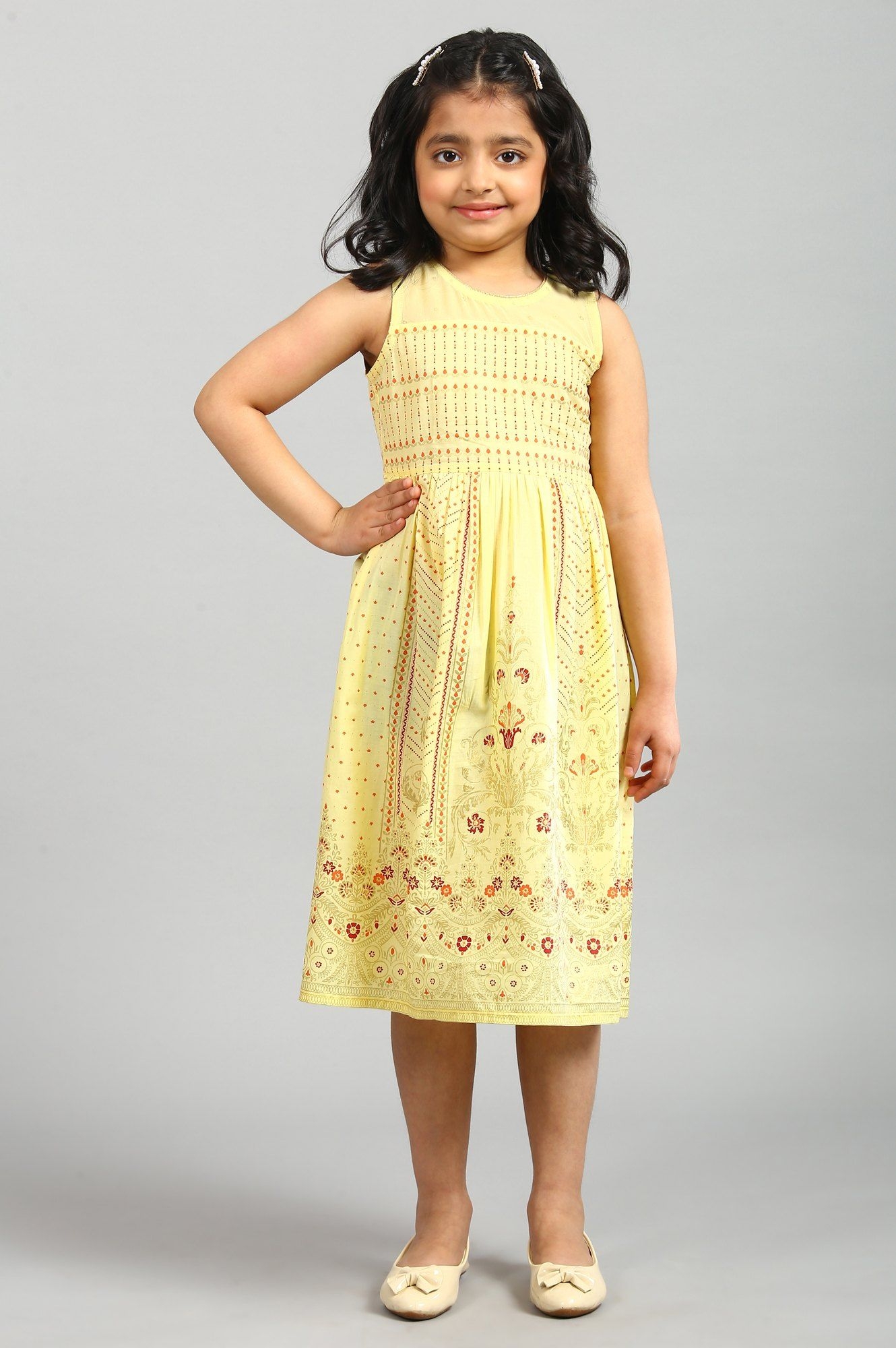 Aurelia | Yellow Cotton Printed Dress