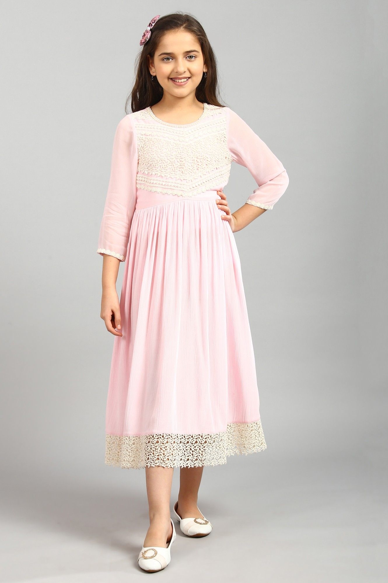 Aurelia | Pink Flared Calf Length Dress