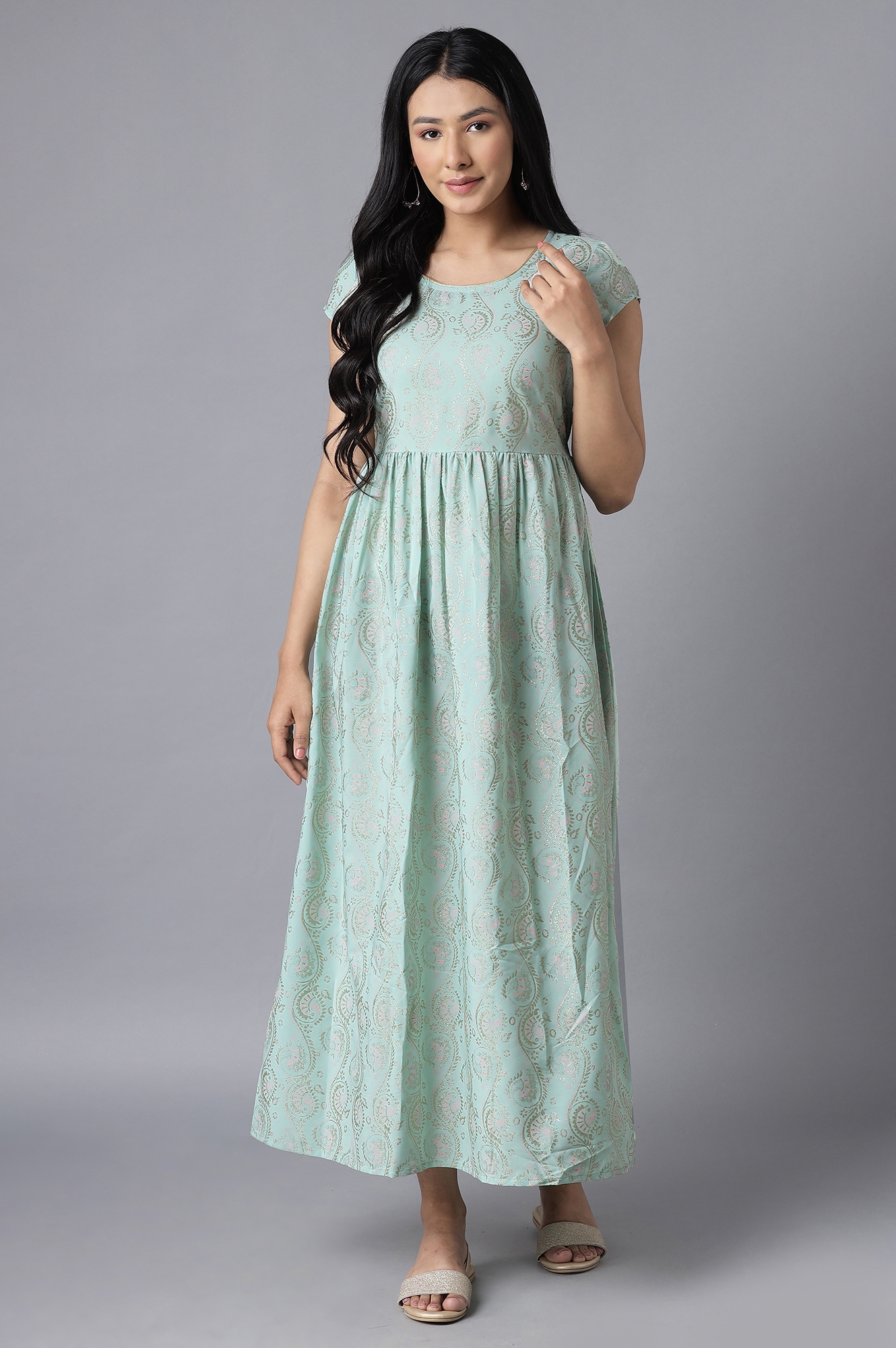 Aurelia | Aure By Aurelia Green Maroon Ethnic Dress