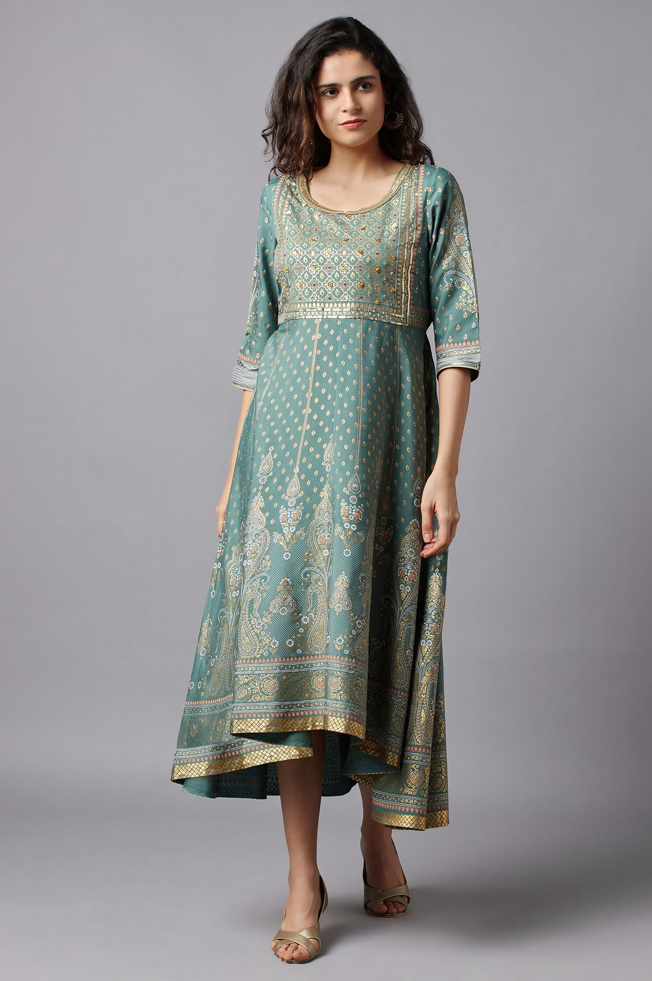 Aurelia | Green Floral Printed Dress