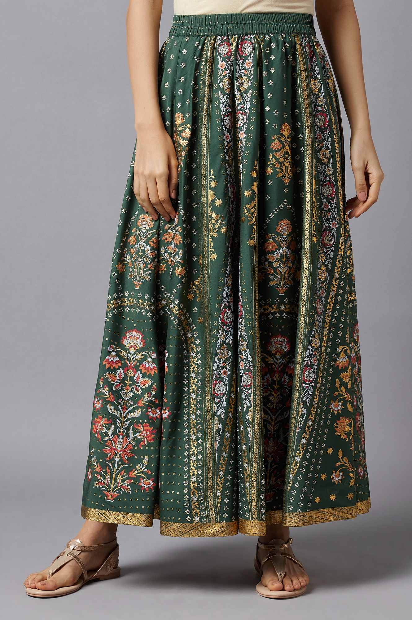Aurelia | Green Floral Printed Skirt