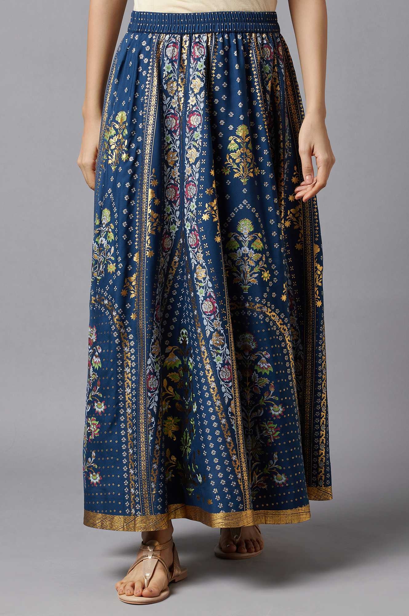 Aurelia | Blue Floral Printed Skirt