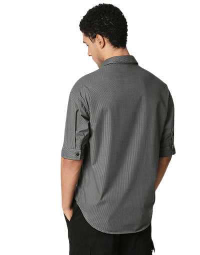 Hemsters | Hemsters Men Solid Casual Grey Shirt 3