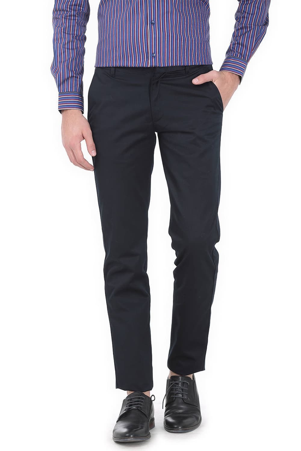Basics | Basics Tapered Fit Navy Satin Trousers