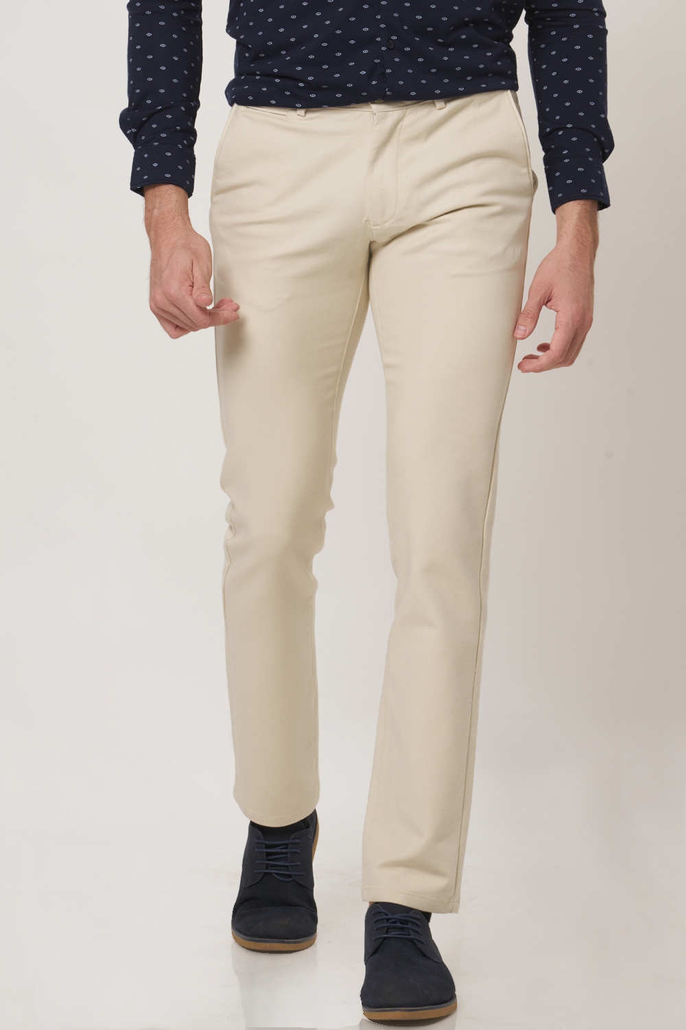 Basics | Basics Tapered Fit White Cap Ecru Stretch Trouser