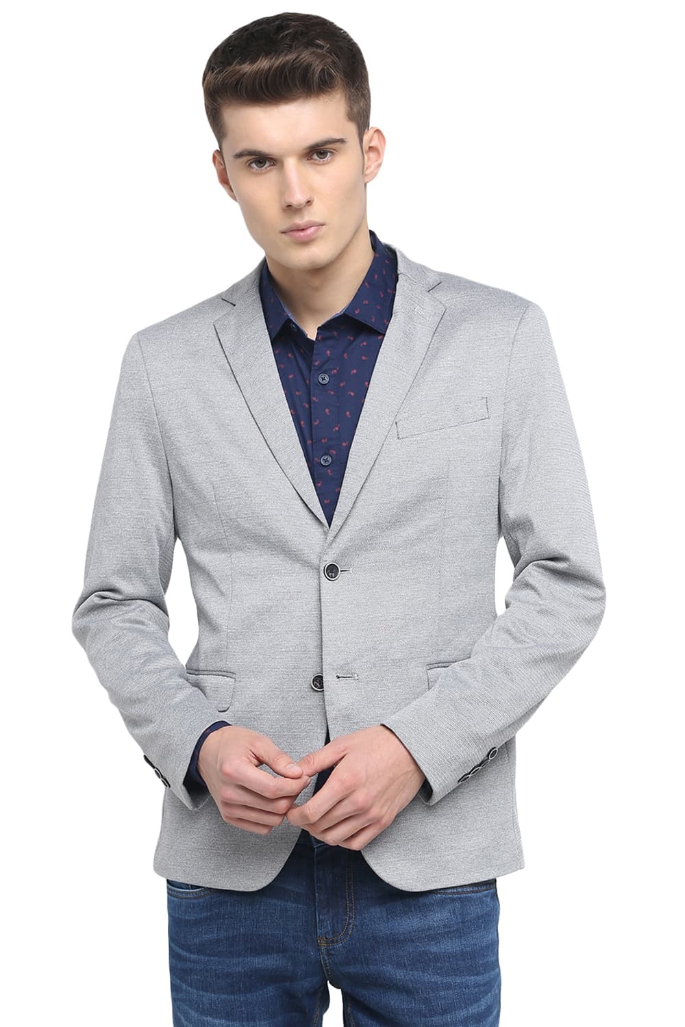 BASICS | Basics Comfort Fit Flint Grey 2 Button Knit Blazer