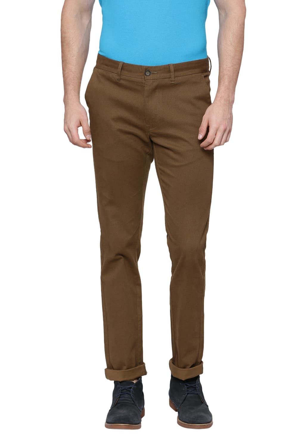 Basics | Basics Skinny Fit Kangaroo Brown Printed Stretch Trouser