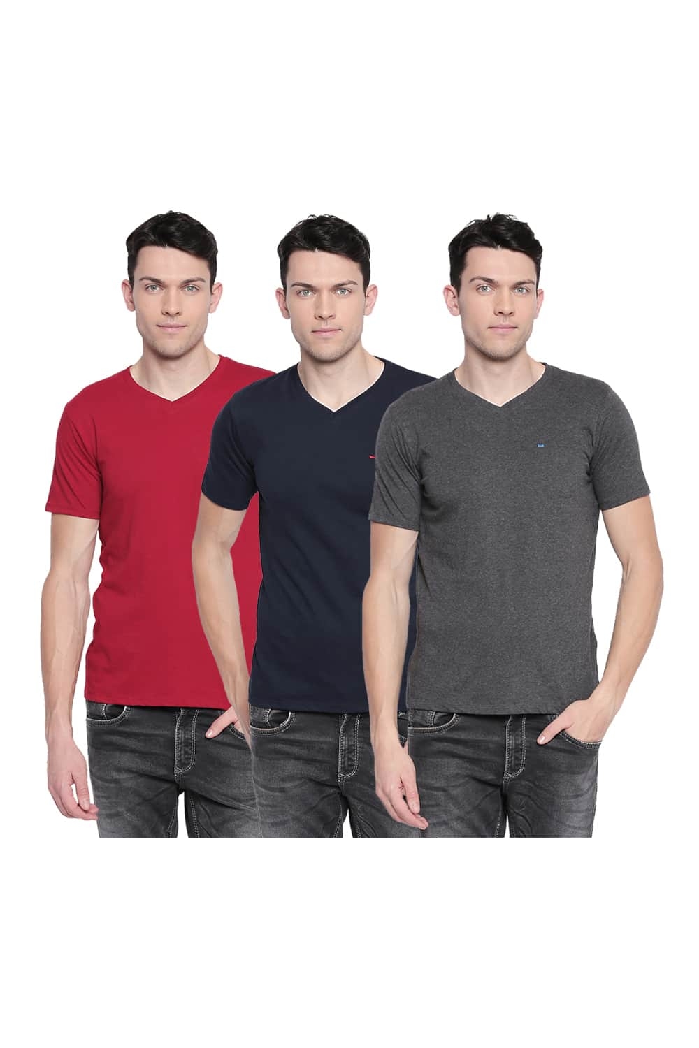 Basics | Basics Value Pack of 3 Muscle Fit V-Neck T-Shirts-19BCTS44912