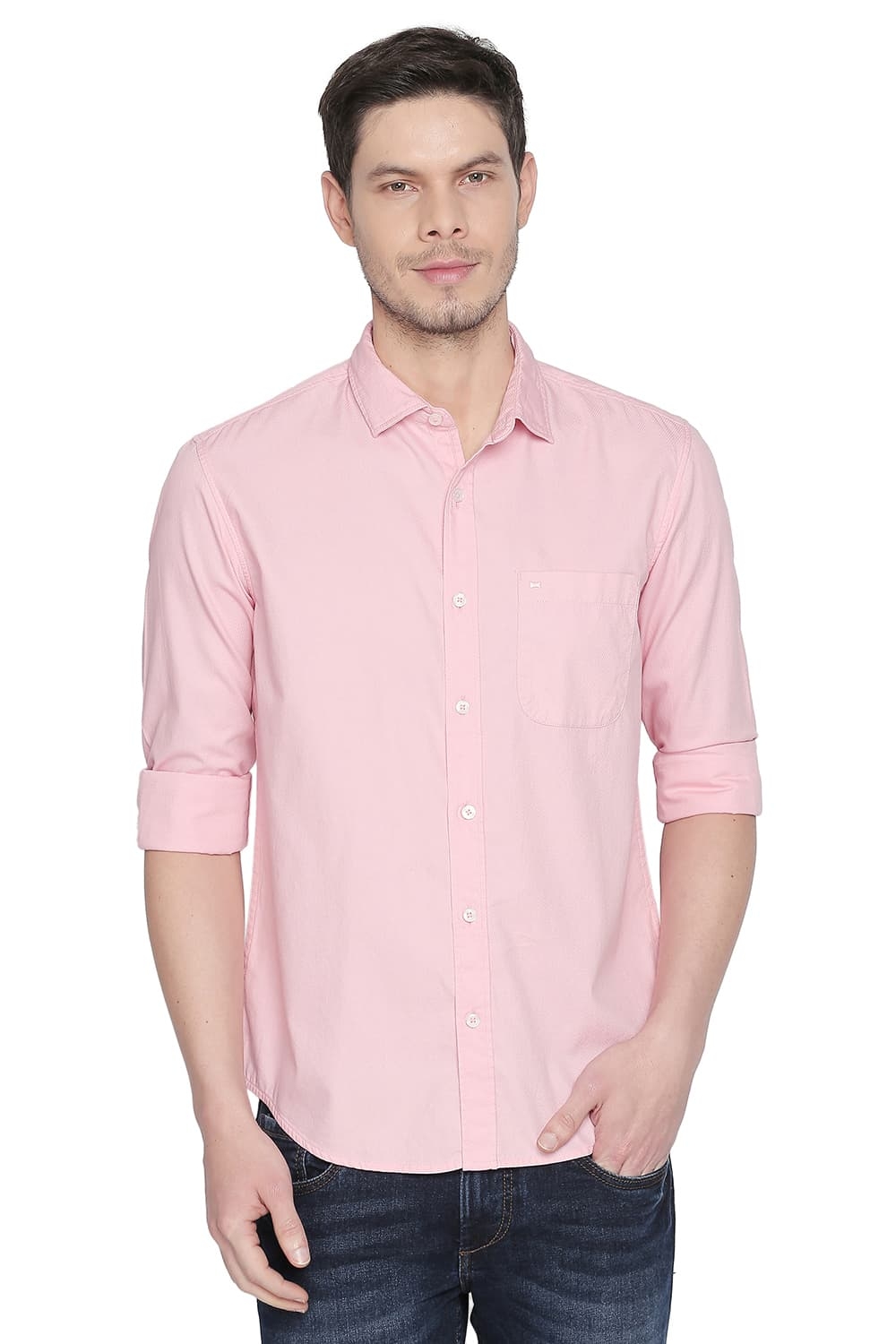 Basics | Basics Slim Fit Quartz Pink Structure Shirt