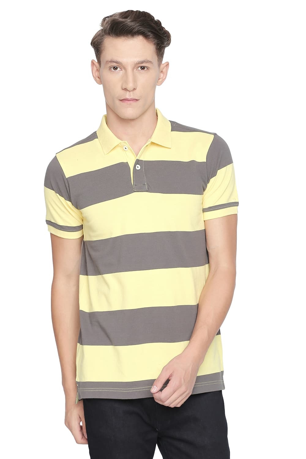 Basics | Basics Muscle Fit Lemon Verbena Stripe Polo T Shirt