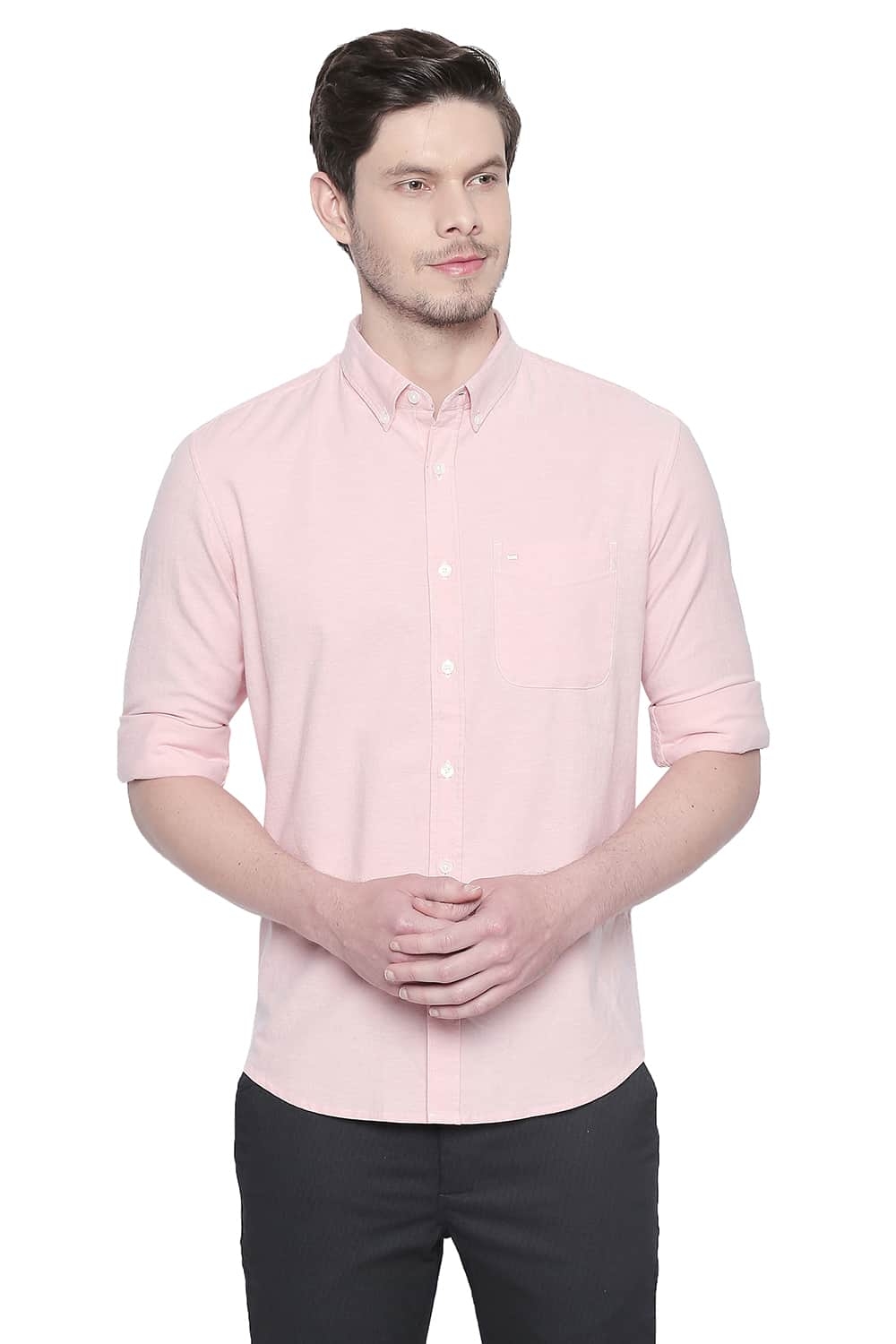 Basics | Basics Slim Fit Cloud Pink Oxford Stretch Shirt