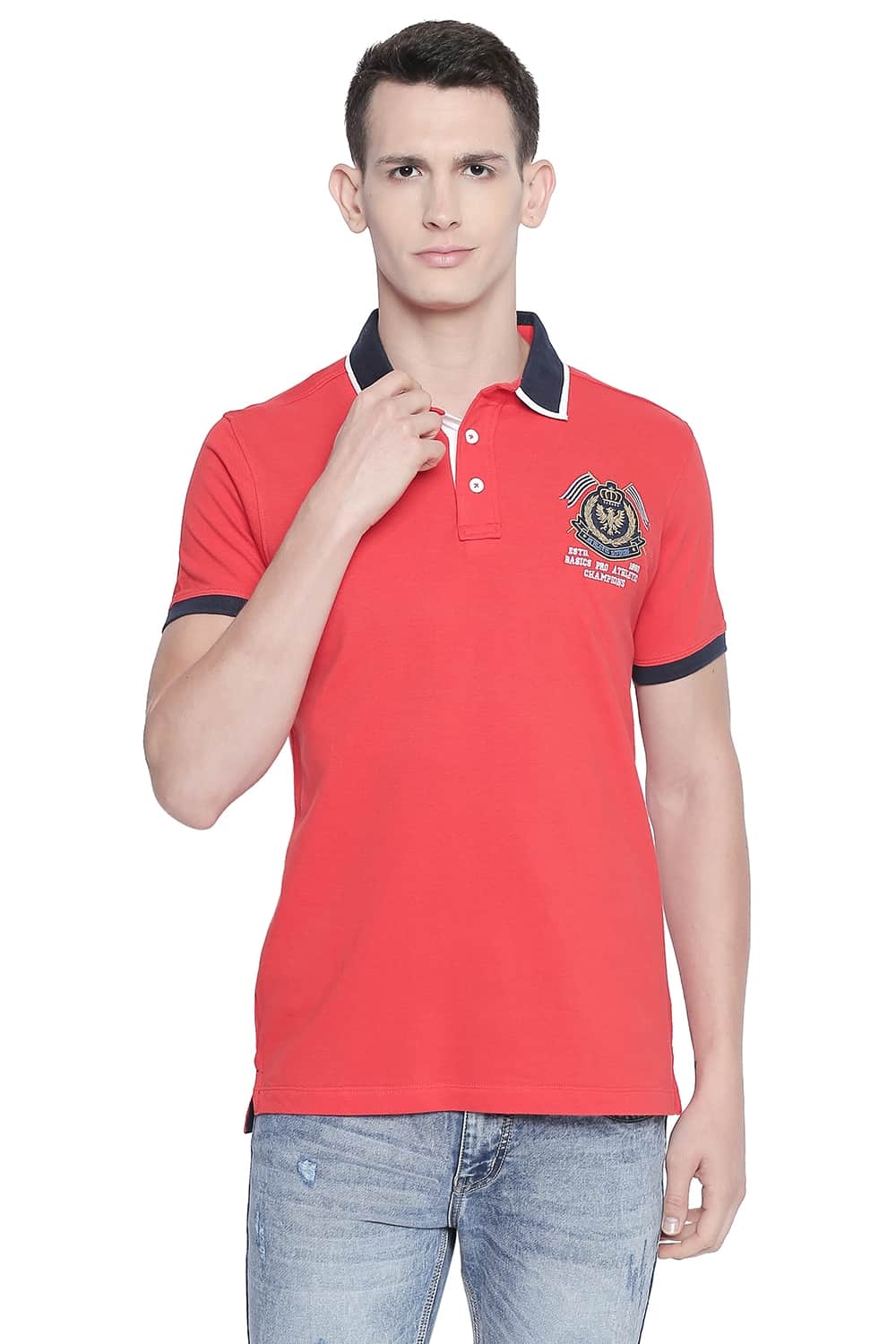Basics | Basics Muscle Fit Fiery Red Rugby Polo T Shirt