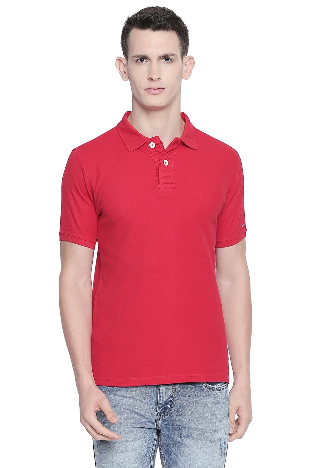 BASICS | Basics Muscle Fit Red Piqu Polo T-Shirt