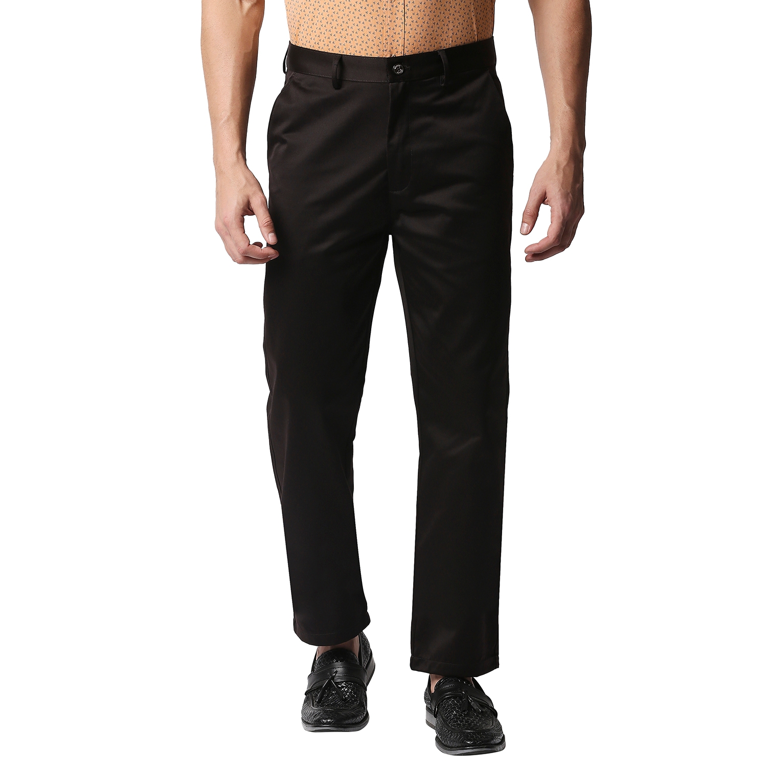 Basics | Basics Comfort Fit Coffee Satin Weave Poly Cotton Trousers