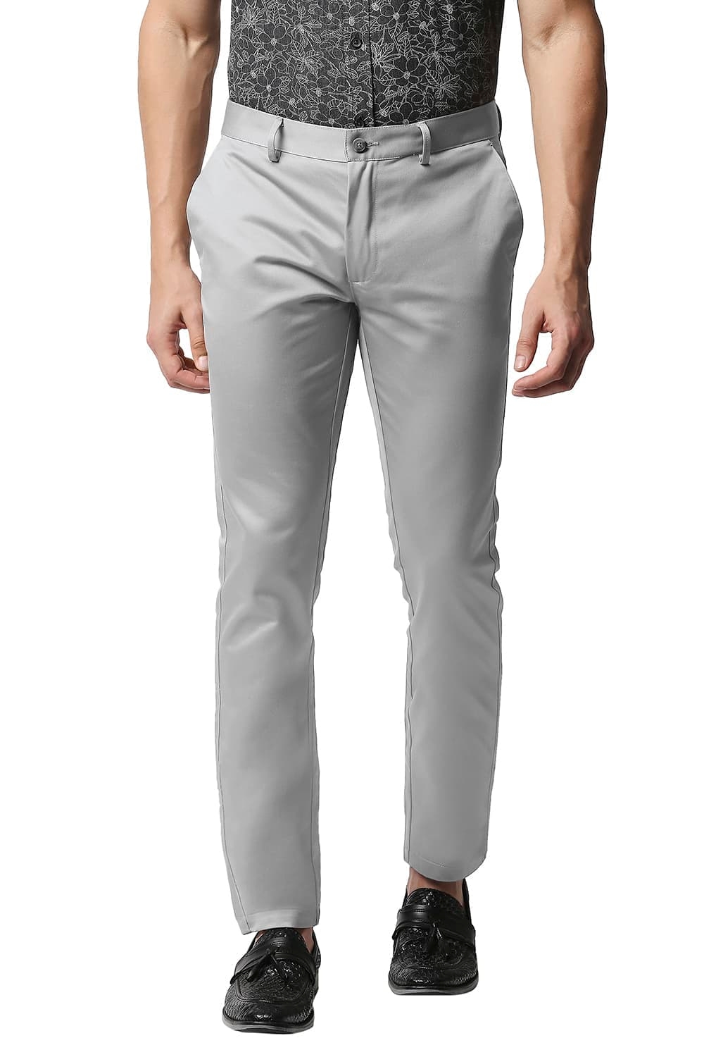 Basics | Basics Tapered Fit Grey Satin Trousers