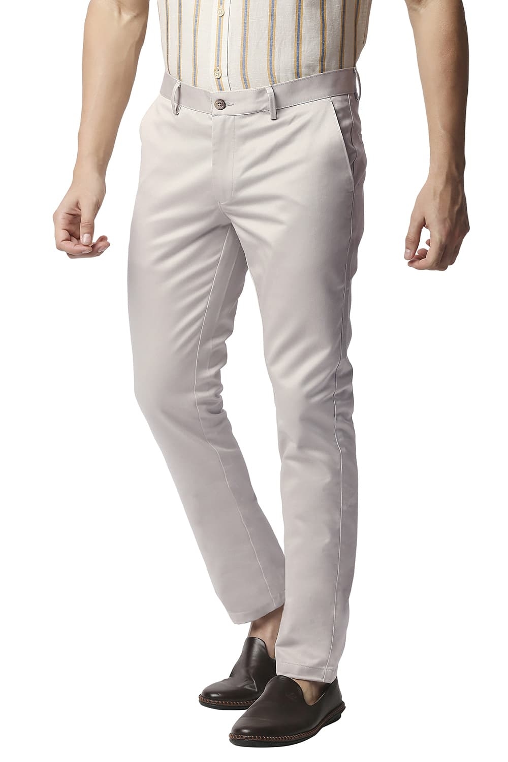 Basics | Basics Tapered Fit Light Grey Satin Trousers 3