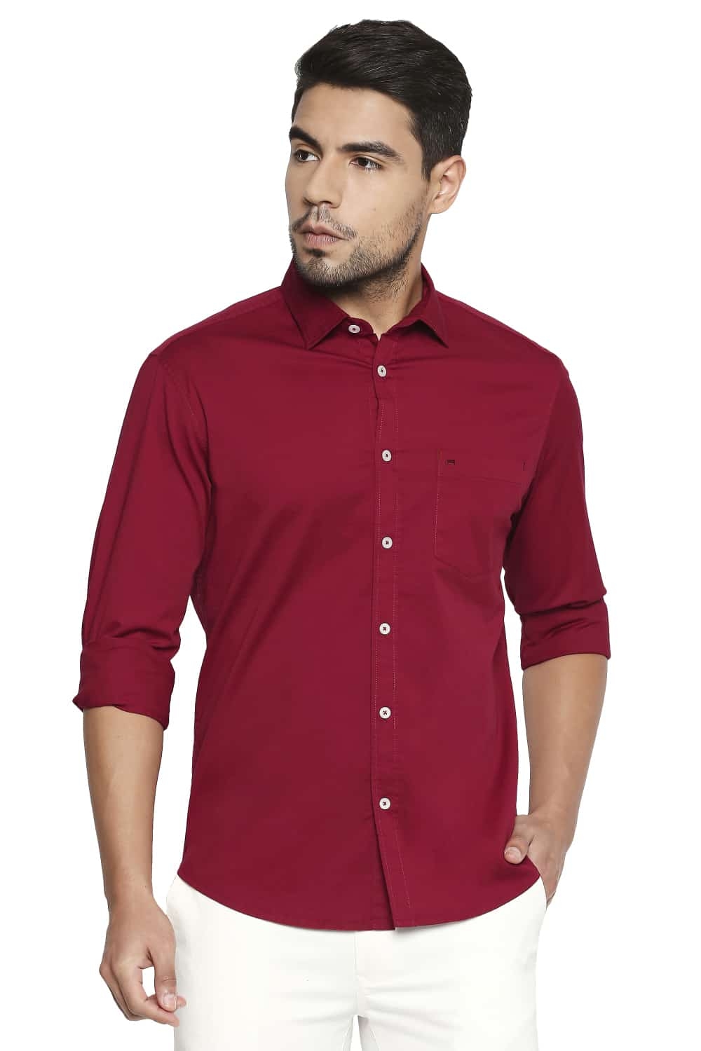 Basics | Basics Slim Fit Scooter Red Stretch Shirt