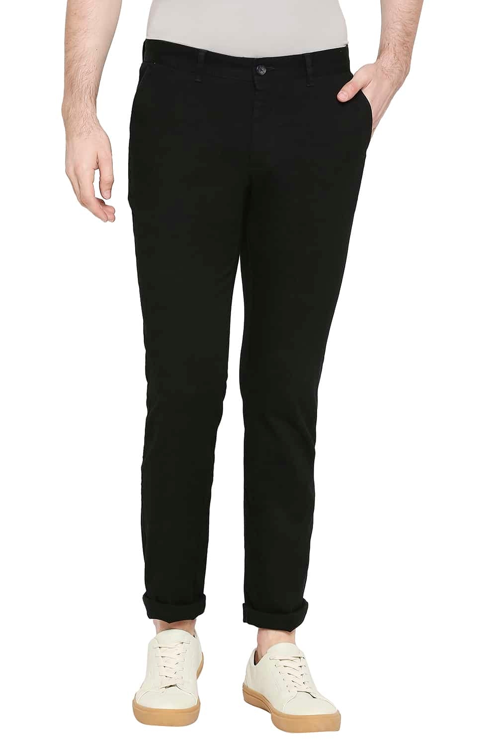 Basics | Basics Tapered Fit Stretch Limo Black Stretch Trousers