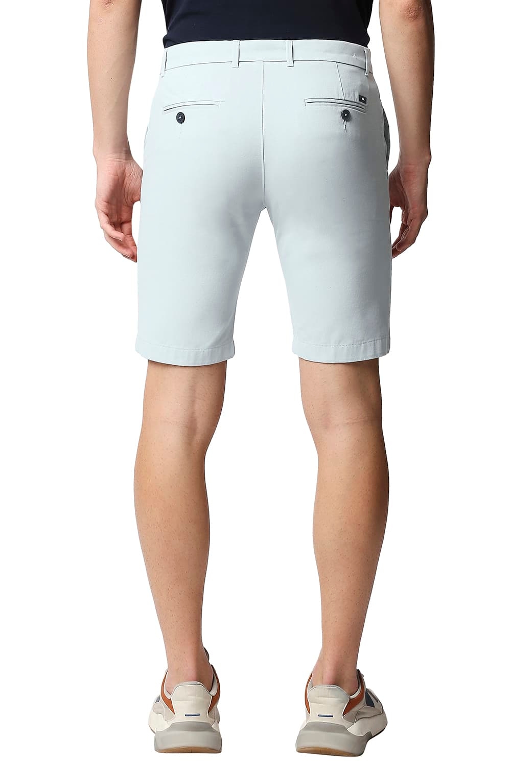 Men's Light Blue Cotton Solid Shorts