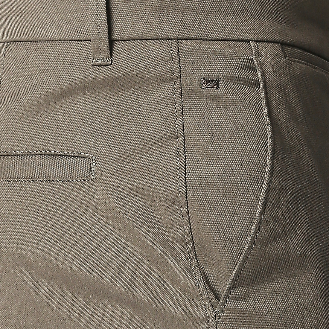 Basics | BASICS CASUAL PLAIN OLIVE COTTON STRETCH TAPERED TROUSERS  3