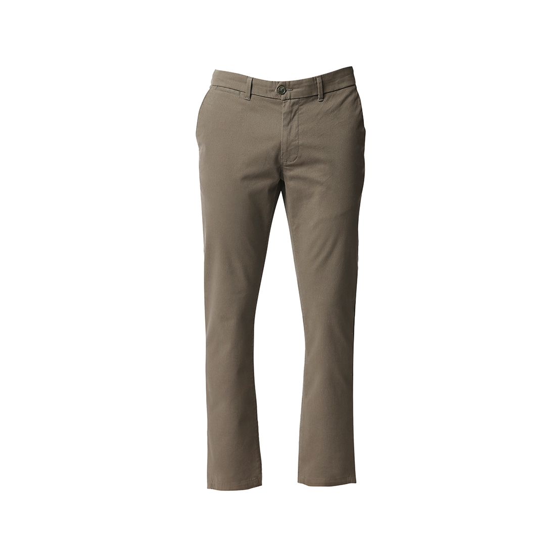 Basics | BASICS CASUAL PLAIN OLIVE COTTON STRETCH TAPERED TROUSERS  5