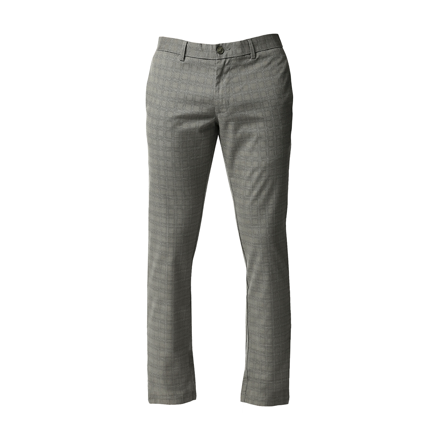 Basics | BASICS CASUAL CHECKED MID GREEN COTTON POLYESTER STRETCH TAPERED TROUSERS  5