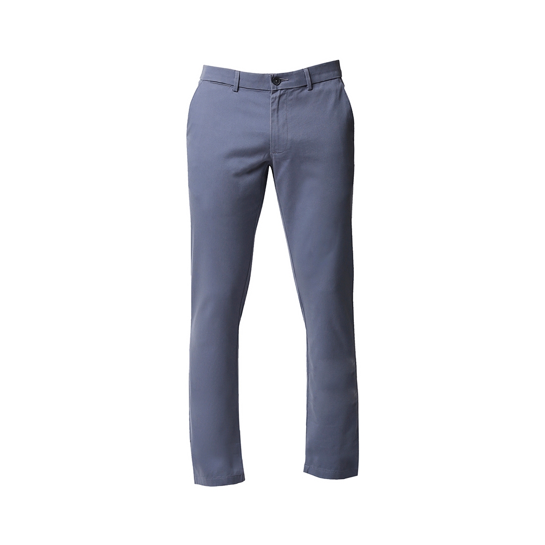 BASICS CASUAL PLAIN BLUE COTTON STRETCH TAPERED TROUSERS 