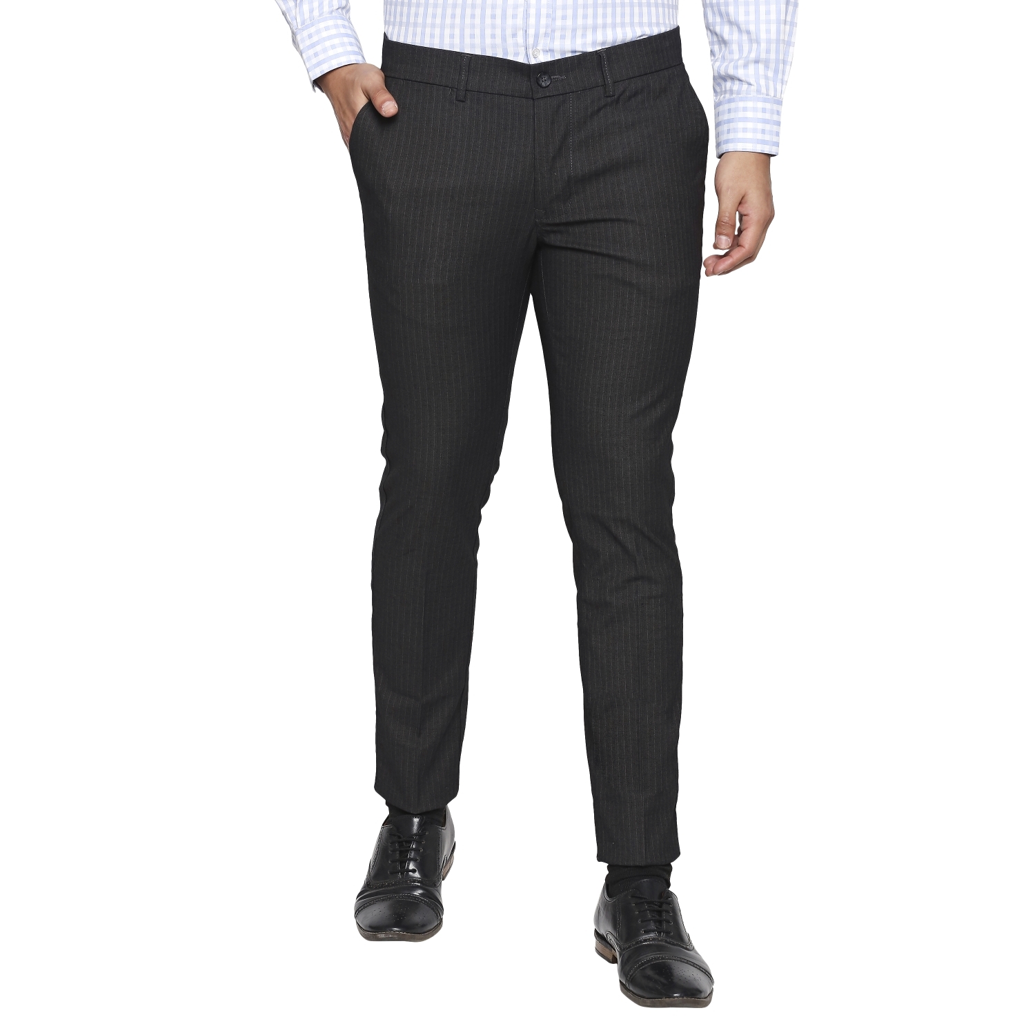 Basics Tapered Fit Shadow Black Stretch Trouser