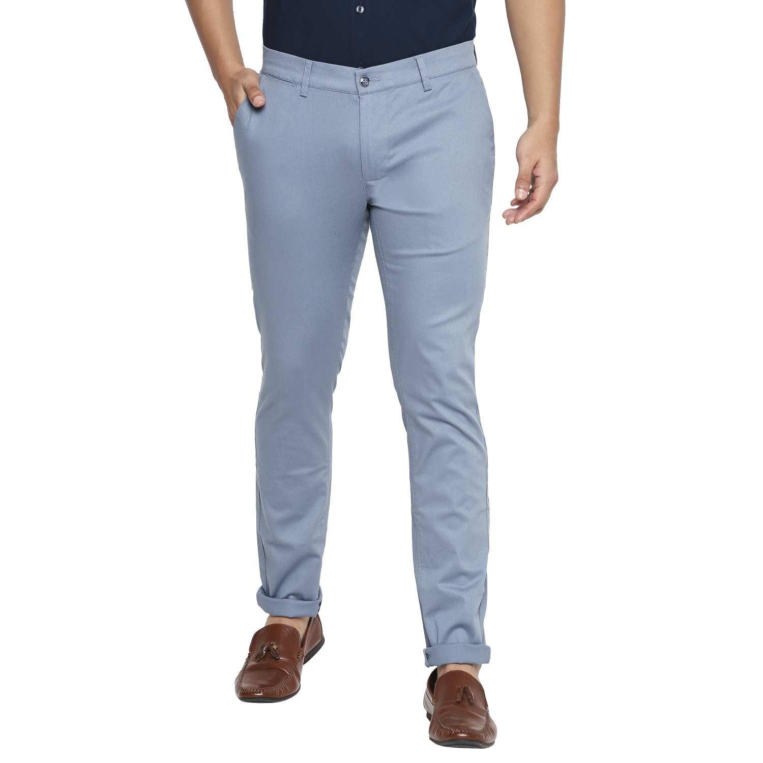 Basics | Basics Tapered Fit Blue Stone Stretch Trouser