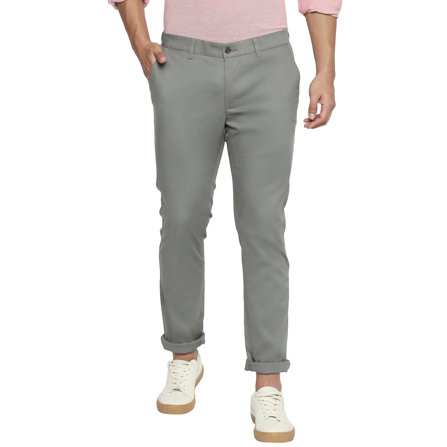 Basics | Basics Tapered Fit Laurel Green Stretch Trouser