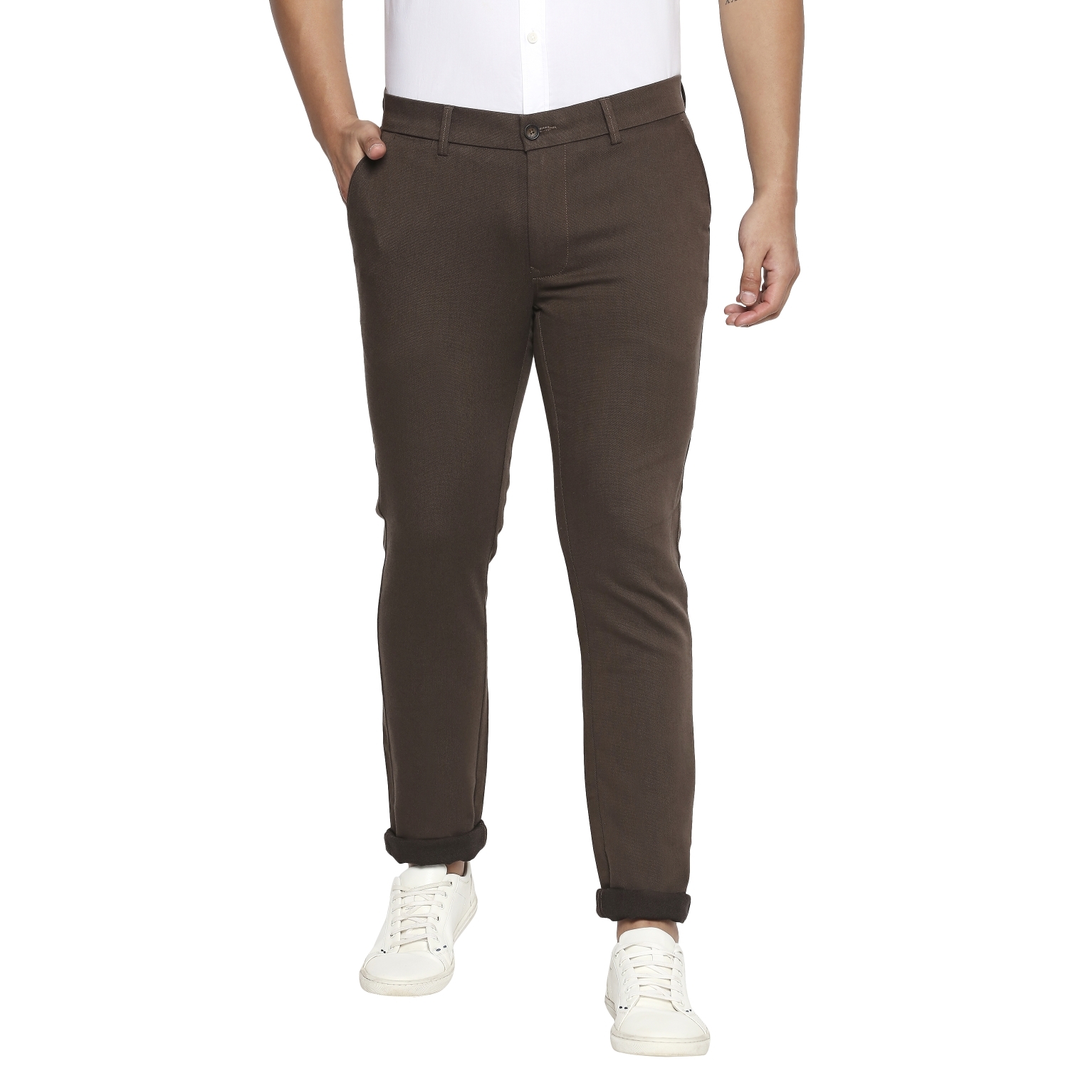 Basics | Basics Tapered Fit Cub Brown Stretch Trouser