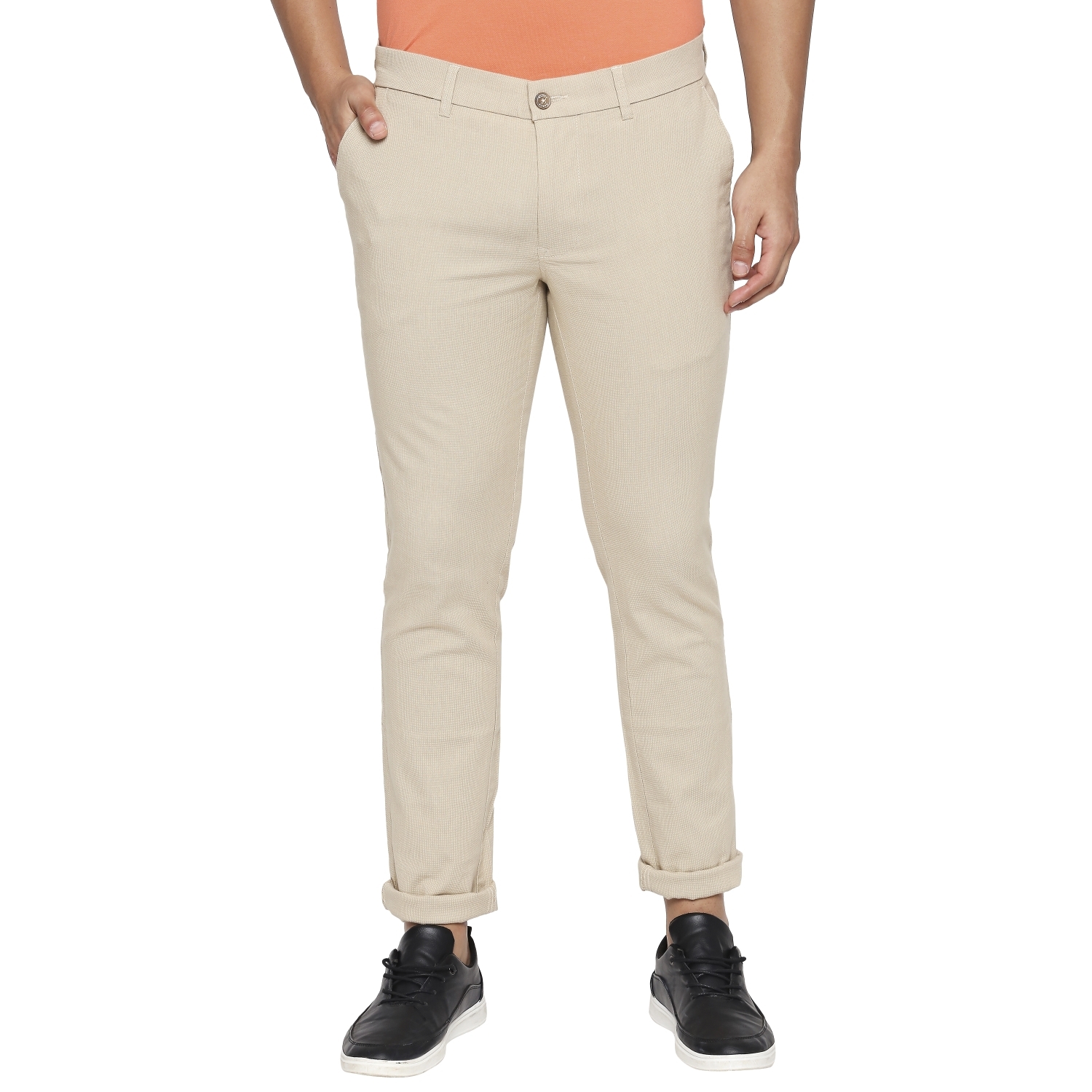 Basics Tapered Fit Warm Sand Stretch Trouser