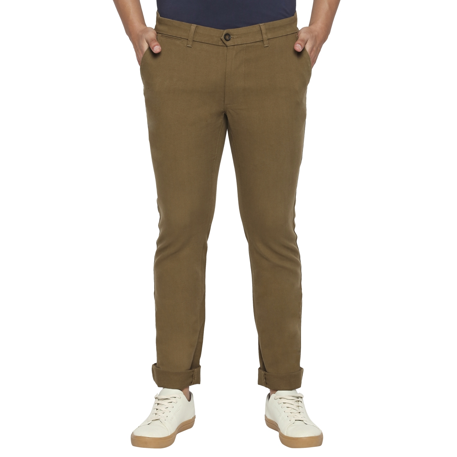 Basics | Basics Tapered Fit Fir Green Stretch Trousers