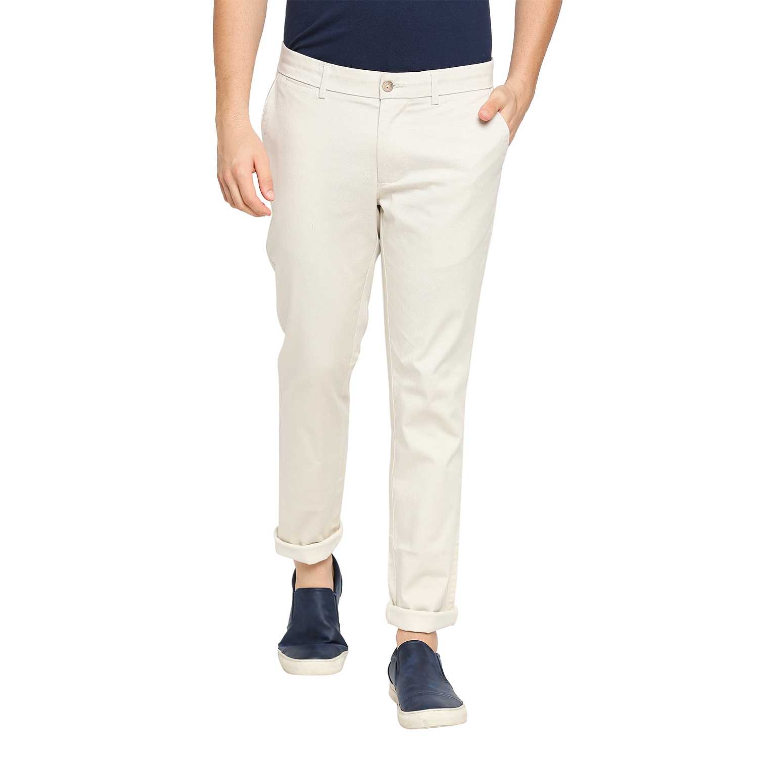 Basics Tapered Fit Turtle Dove Beige Stretch Trouser