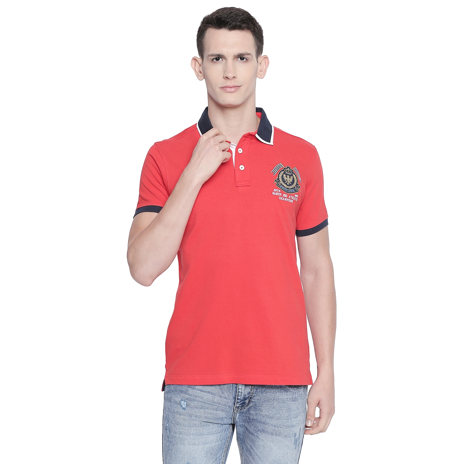 Basics | Basics Muscle Fit Fiery Red Rugby Polo T Shirt