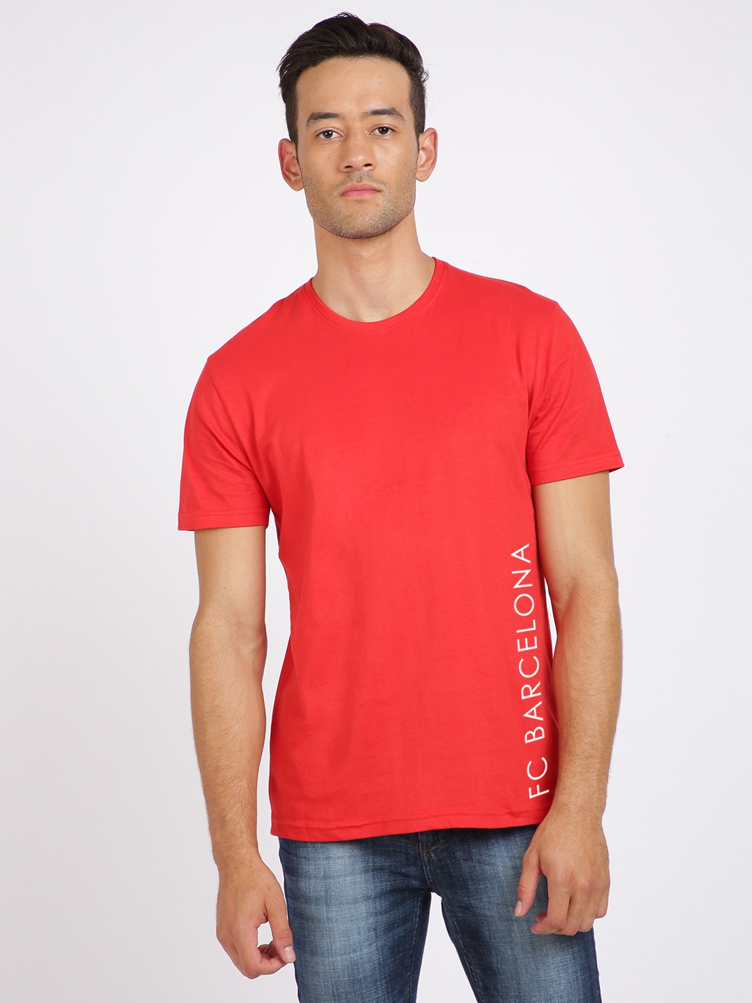 BLACK RADIO Men's Round Neck Printed Red T shirt