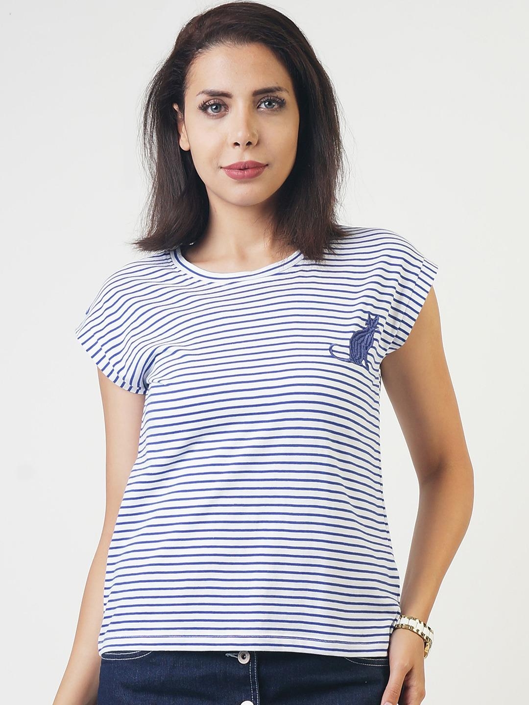 Blue Saint | Blue Saint Striped Print Casual T-Shirt
