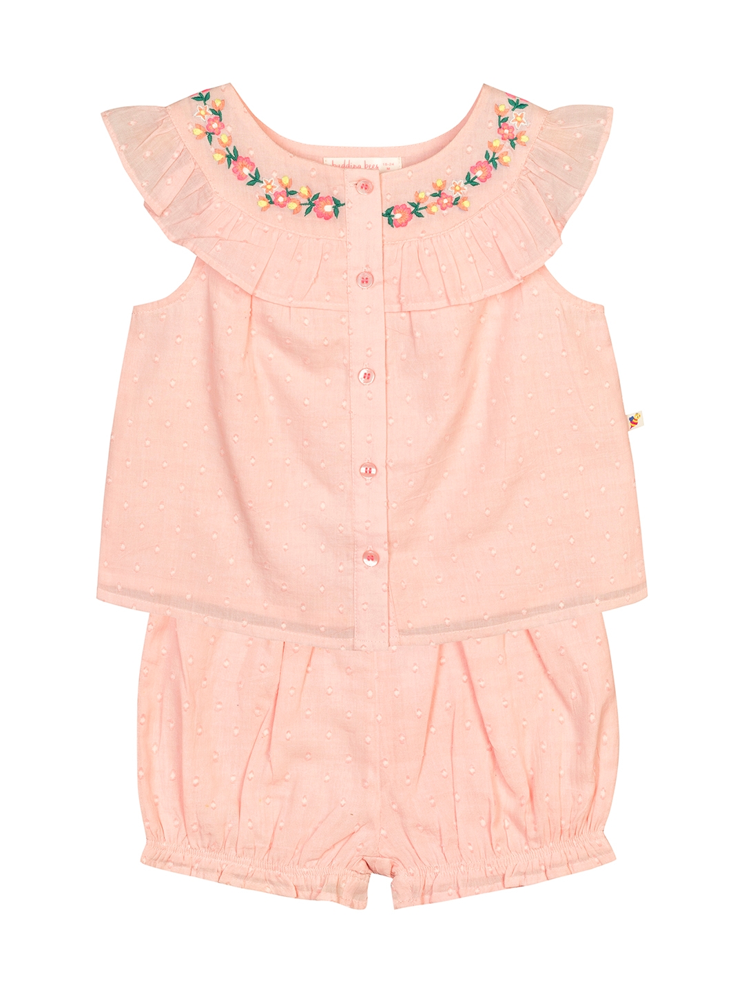 Budding Bees Baby Girls Pink Embroidered Set