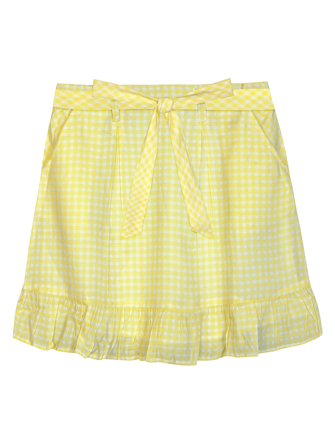 Budding Bees | Budding Bees Girls Yellow Checked Flared Skirt