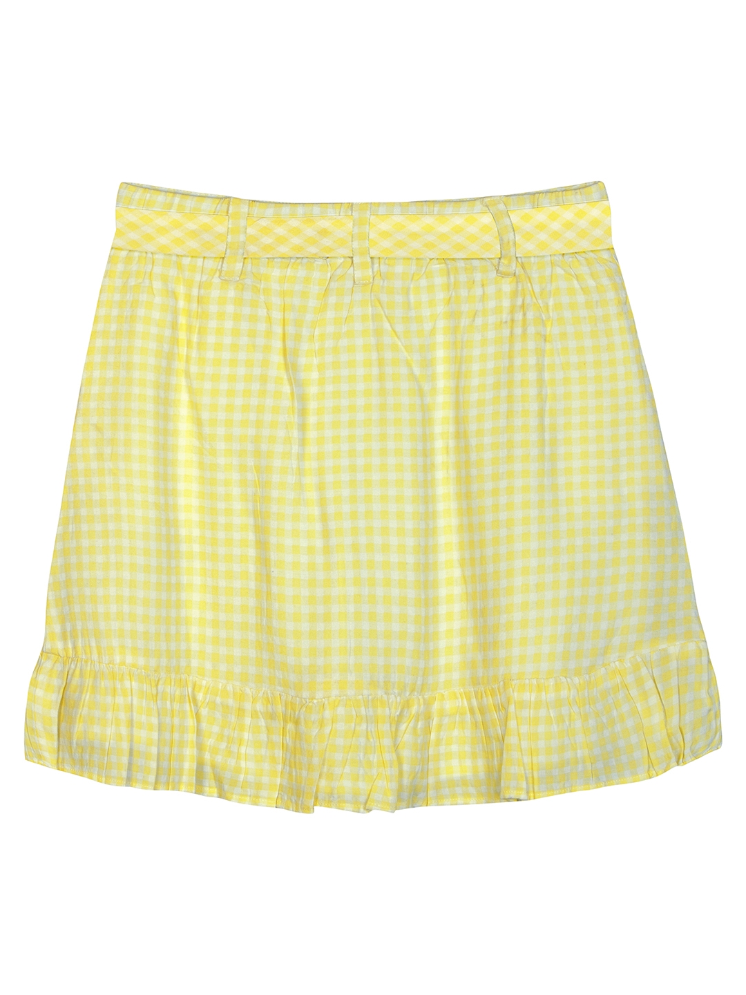 Budding Bees Girls Yellow Checked Flared Skirt