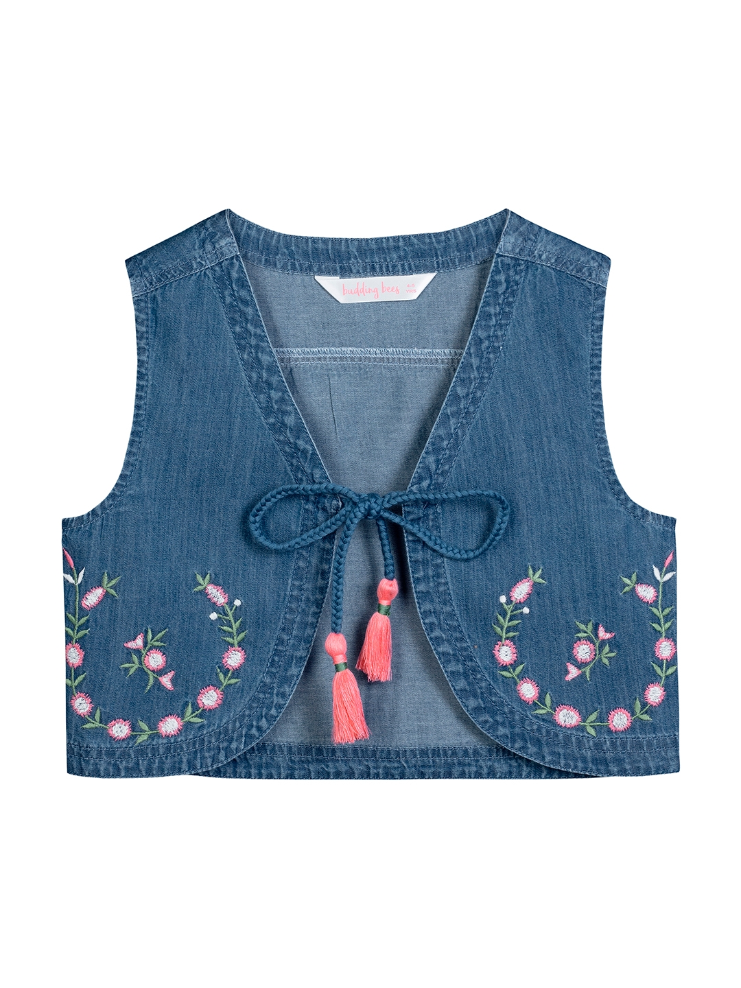 Budding Bees | Blue Embroidered Top