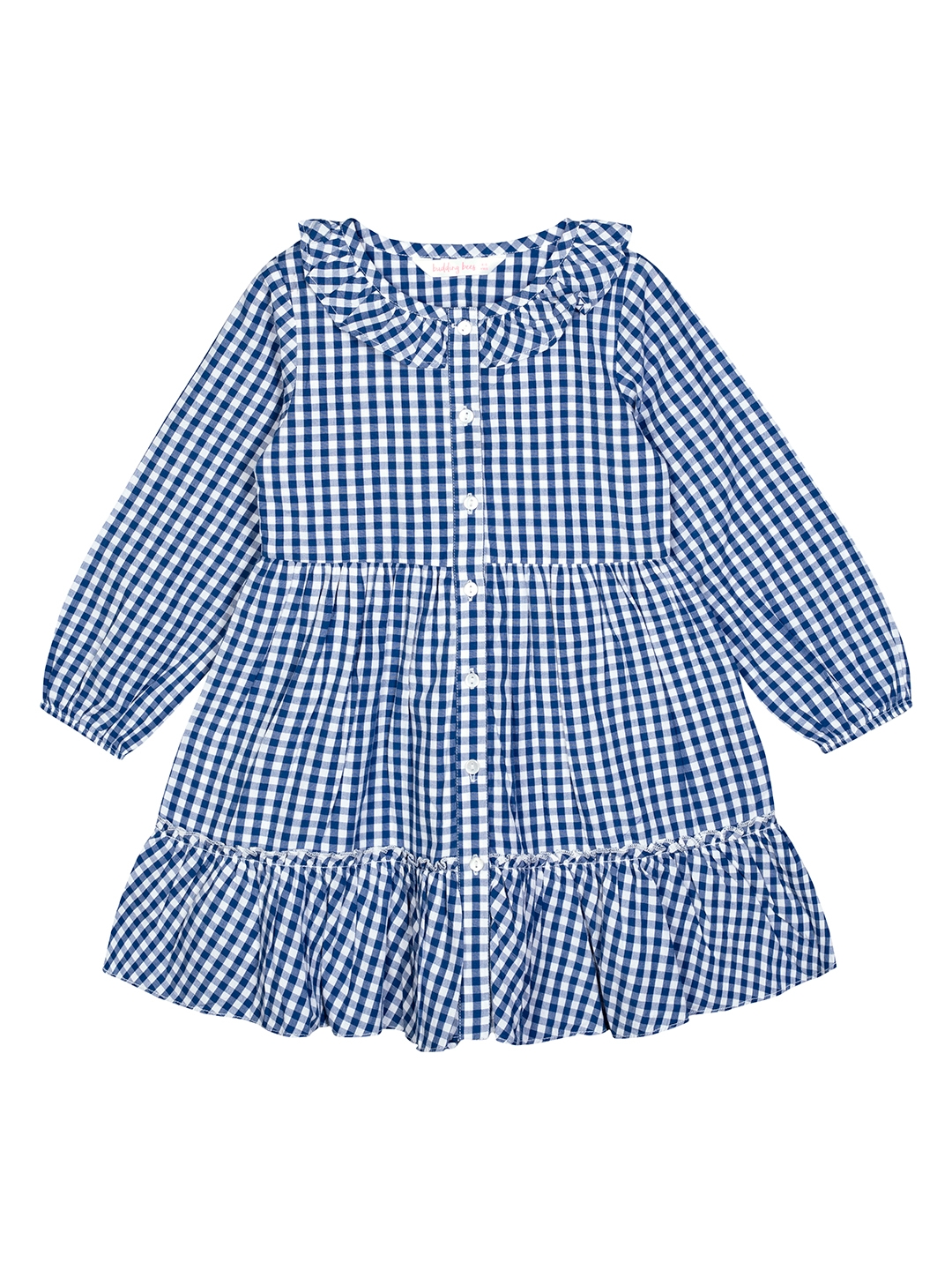 Budding Bees | Blue Checked Dress